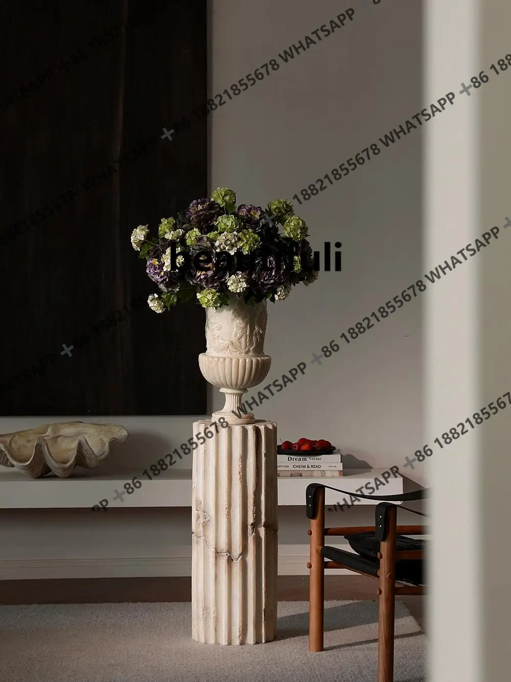 French medieval style ornament ancient Greek sculpture villa hotel lobby Roman column floor decoration
