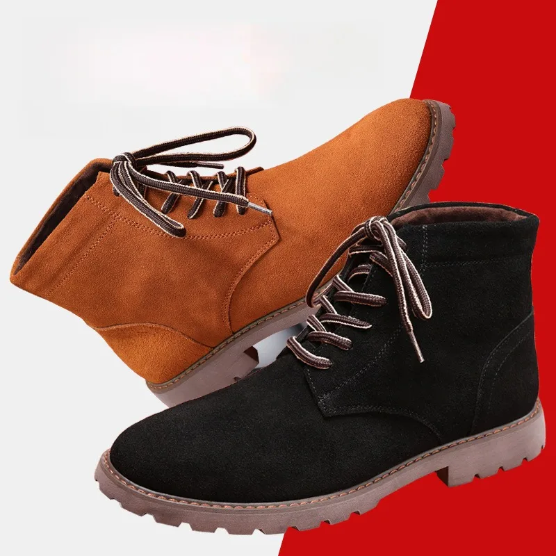 dr cowboy boots genuine leather suede designer shoes botas casuales outdoor ankle boots man motorcycle shoes black brown blue