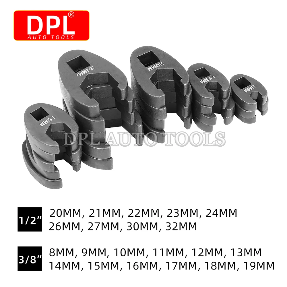 21 Piece Metric Crowfoot Wrench Set 1/2 inches and 3/8 inches Drive Sizes 8mm-32mm Cr-Mo Flare Nut