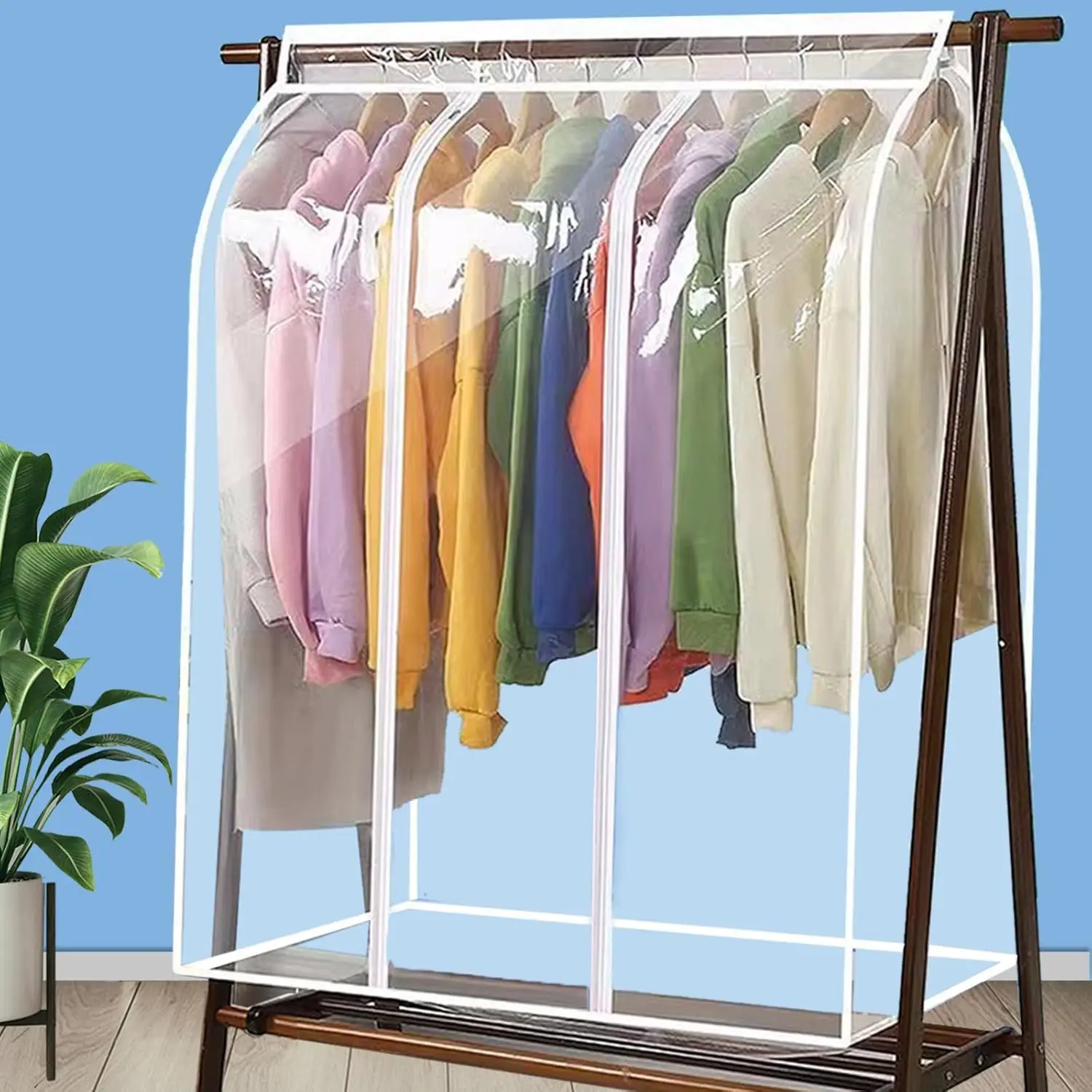 

Transparent Clothing Dust Cover Hanging Style Home Wardrobe Coat Wide Sleeve Cover New Long Hanging Clothes Bag