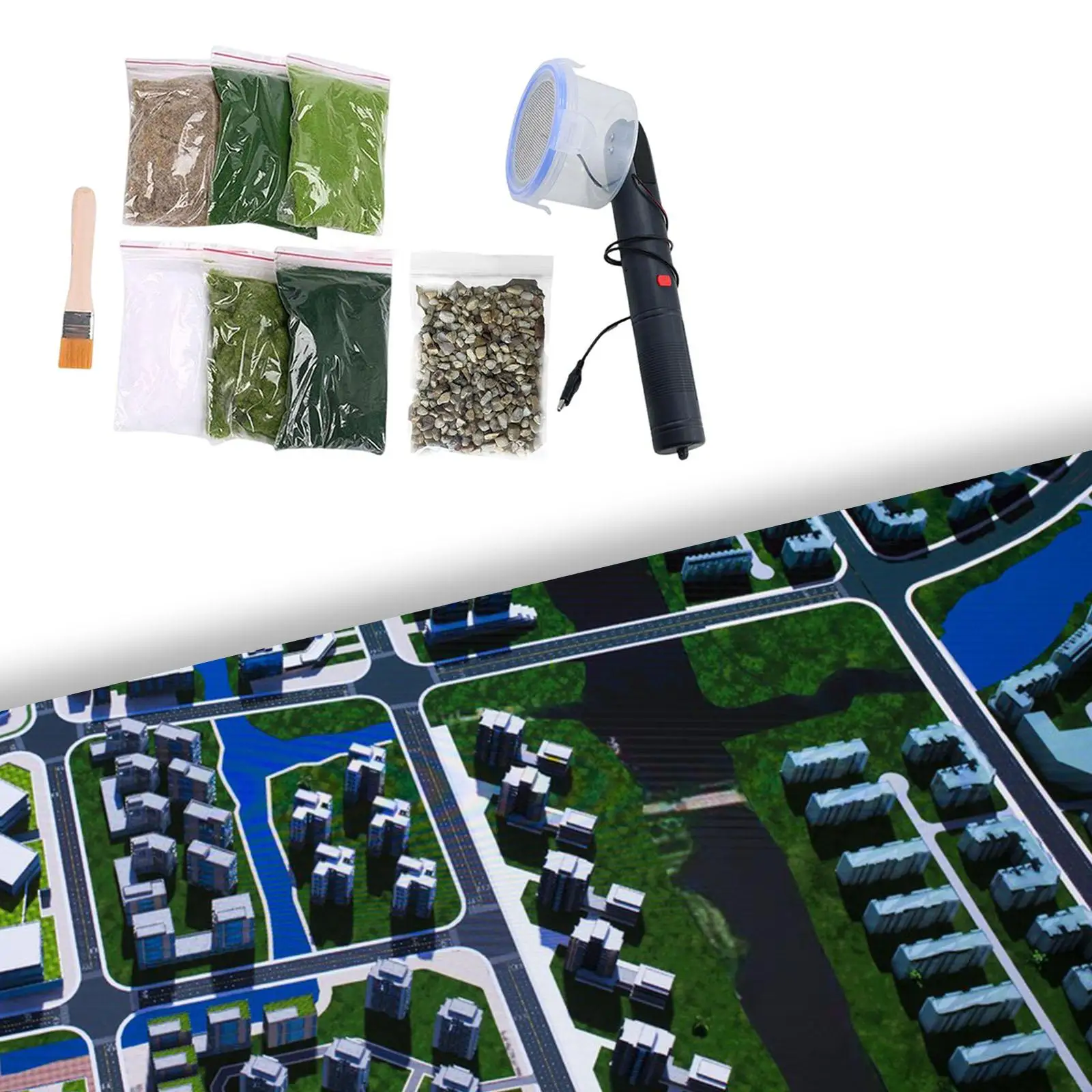 정적 잔디 떡 이형 키트 정전기 떡 이형 기계 DIY 공예 휴대용 철도 지형 잔디 미니어처 장면 모델