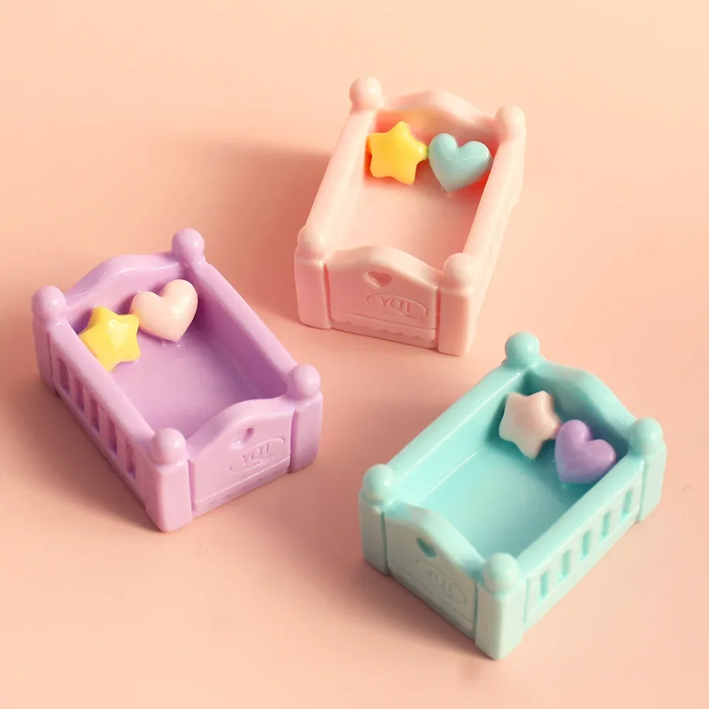 

Cute New Mini Baby Bed Resin 3D Dollhouse Miniatures Figure Items Scrapbooking Supplies Charm Accessories Diy Parts Crafts