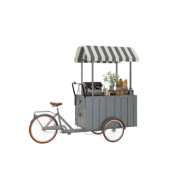 

Mobile Food Snack Selling Cart Freezer Outdoor Food Dining Car Reverse Riding Tricycle