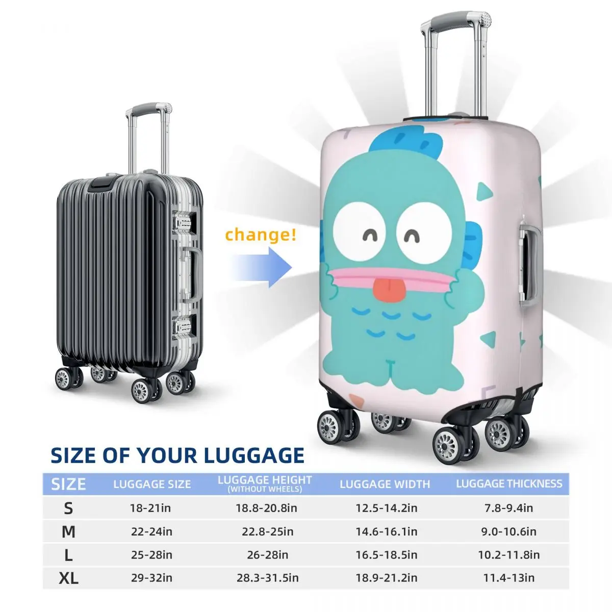 مخصص Kawaii Hangyodon غطاء الأمتعة الموضة الكلاسيكية الطباعة الحيوان حقيبة حامي يغطي دعوى لمدة 18-32 بوصة