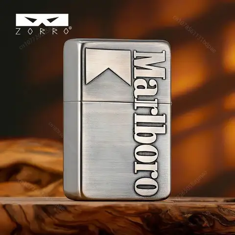 Marlboro Relief Kerosine Lighter, Vintage Grinding Wheel Lighter, High-end Gift, Men's Cigarette Lighter