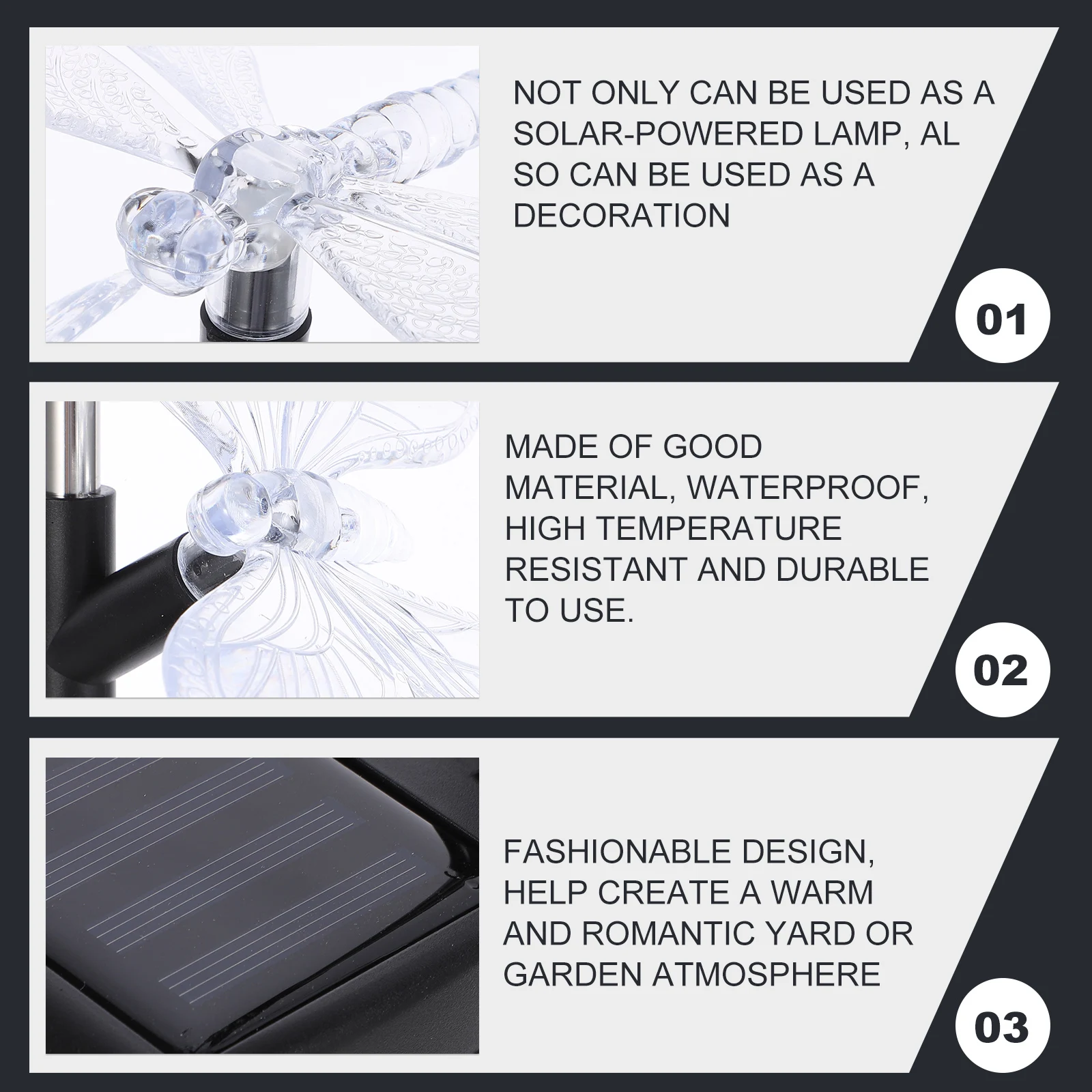 

Solar Garden Lights Plastic Colorful LED Dragonfly Stake Light Solar Powered Outdoor Decor Waterproof Night Lighting