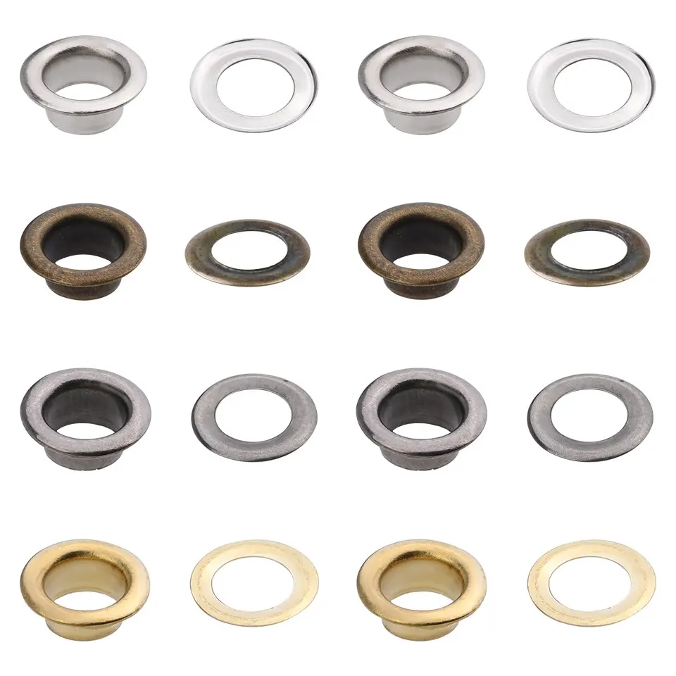 LMDZ 100sets 4mm Eyelet Grommet Metal Round Eye Rings for Repairing Shoes Bag Clothing Belt Hat Leather Craft Accessories