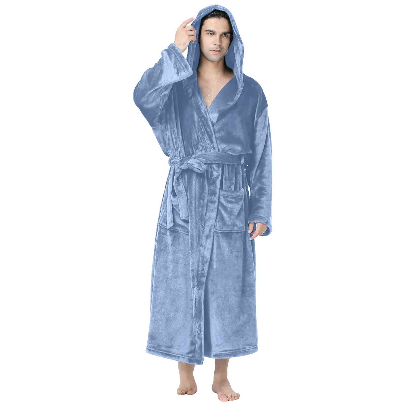 Pigiama invernale da uomo accappatoio abbigliamento per la casa indumenti da notte caldo peluche vestiti per la casa manica lunga Velour abiti da uomo Plus Size S-5XL