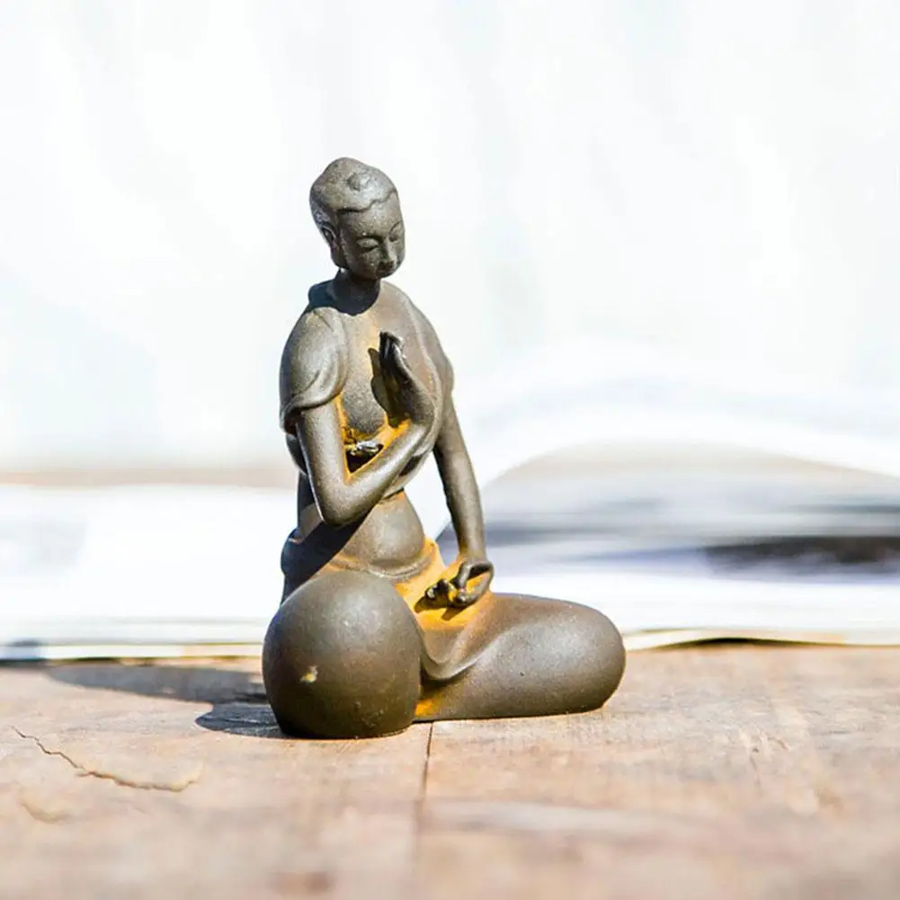 تماثيل الرهبان البوذية الصغيرة حديقة بوذا زن تمثال التبتية بوذا التماثيل حديقة زخرفة التأمل بوذا النحت #3