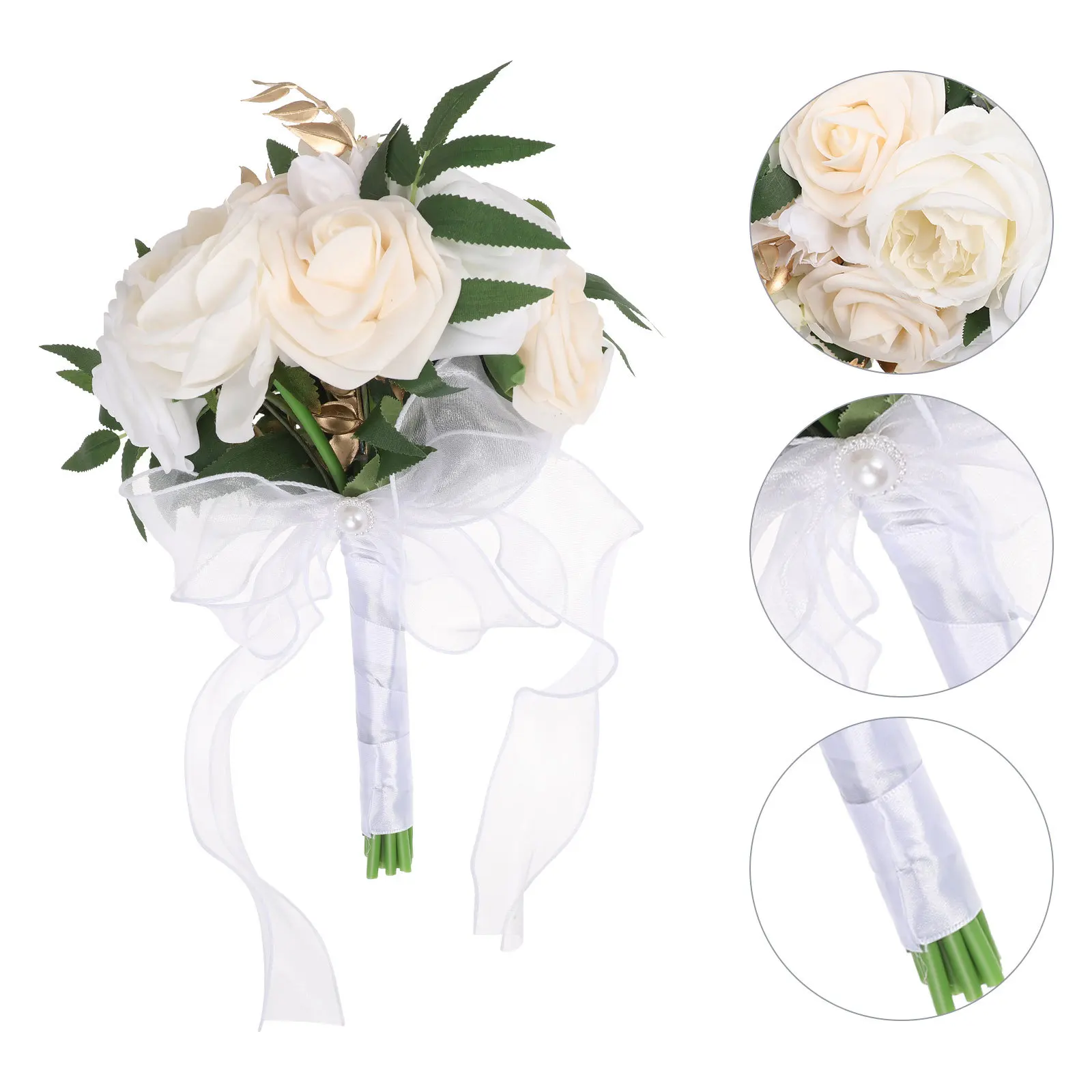 

Artificial Rose Wedding Bouquet Bridal Holding Bouquet Romantic Fake Flower for Bride Wedding Party Decoration