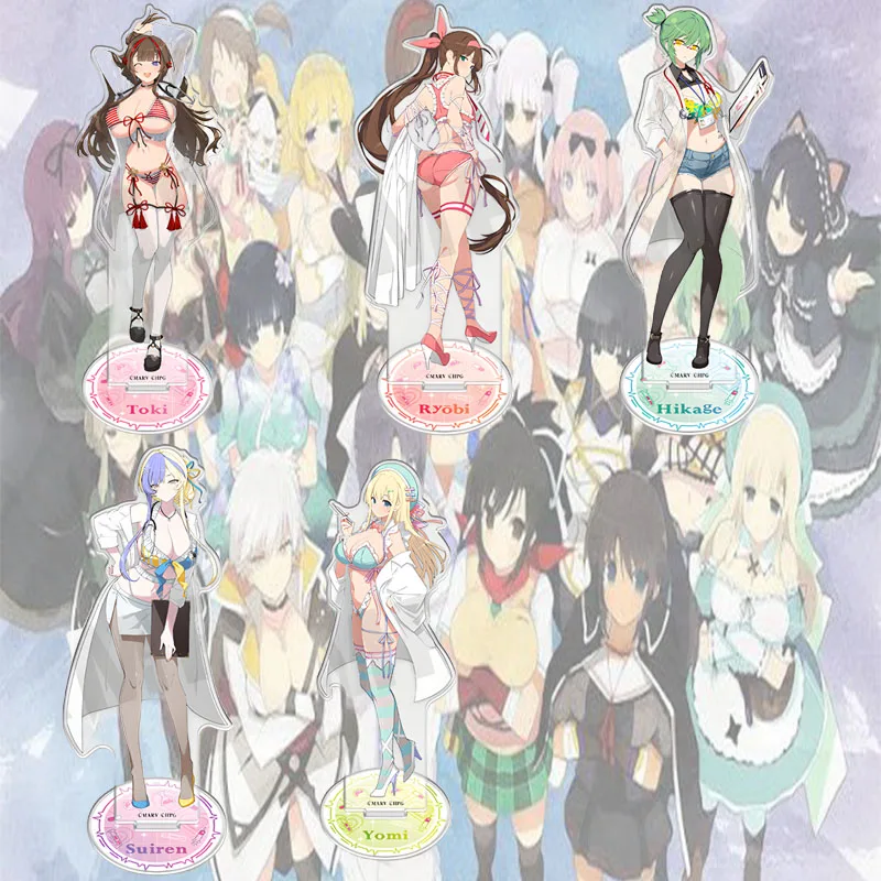 Senran Kagura Asuka Ikaruga Cartoon Game Character Acrylic Stand With Base Two‑Side Printed Desktop Collectible Keychain
