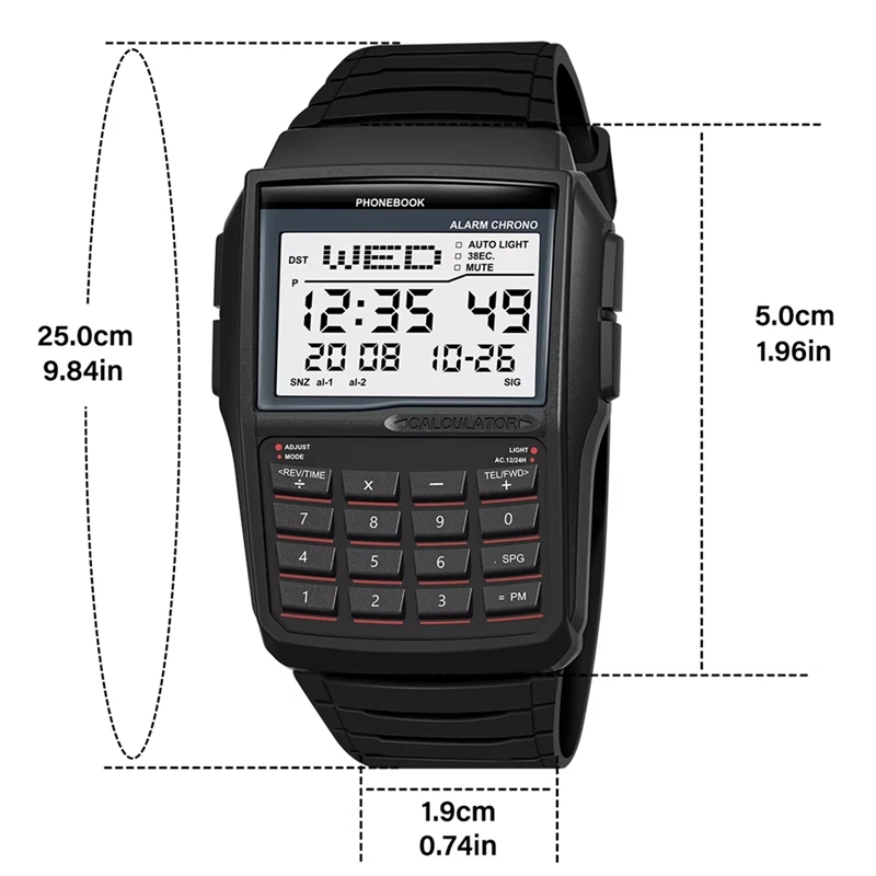 LED Digital Sports Watch Multifunction Electronic Calculator Waterproof Computer Style Watch