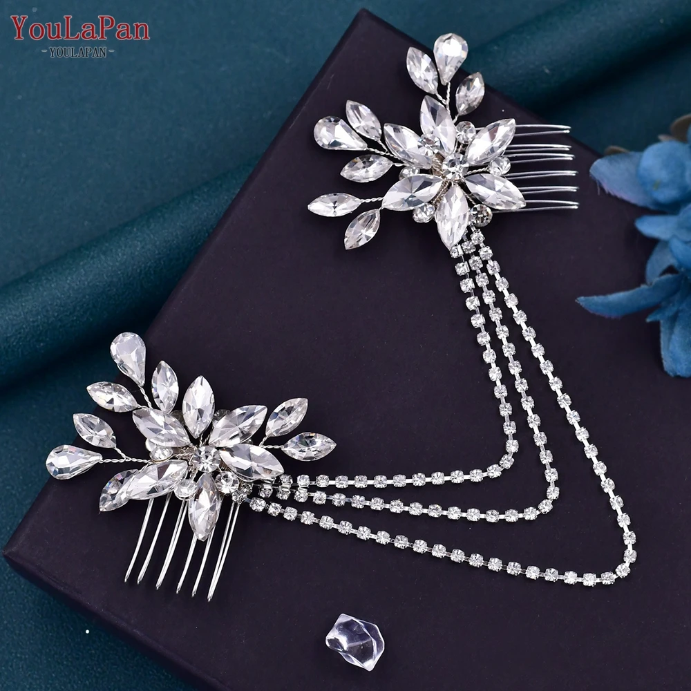 TOPQUEEN HP140 Tassels Head Chain with Comb Rhinestone Bridal Headband Headwear Wedding Hair Accessories Woman Headpiece Jewelry