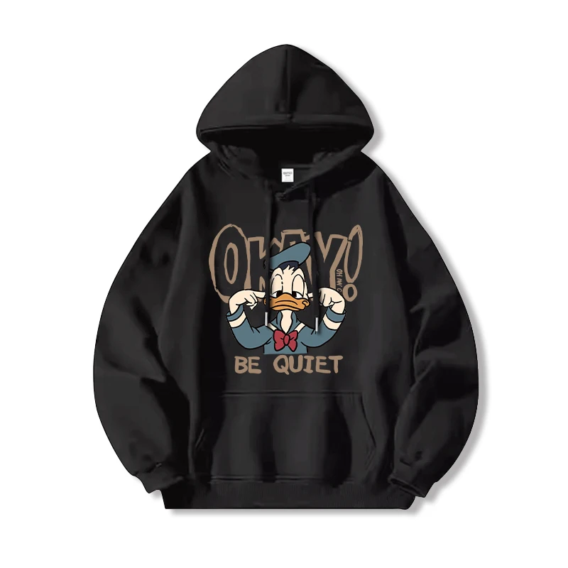 Fashion and casual Disney Donald Duck Cartoon Anime Printing Men's and women's hoodies Autumn and Winter Couple Clothes Hoodies