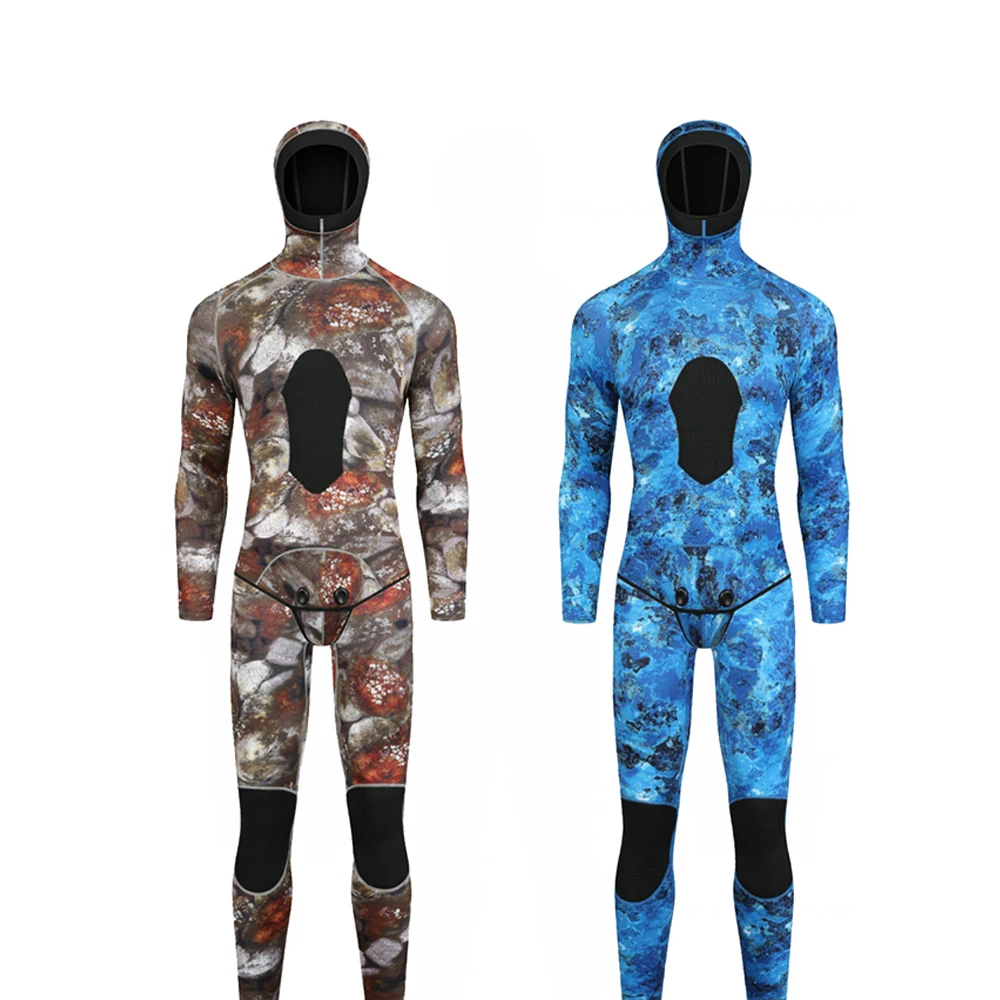 2024 Male Fisherman 3mm Split Fish Hunting Suit Camouflage Hooded 2-piece Free Diving Suit Surf Fishing Rescue Warm Clothing