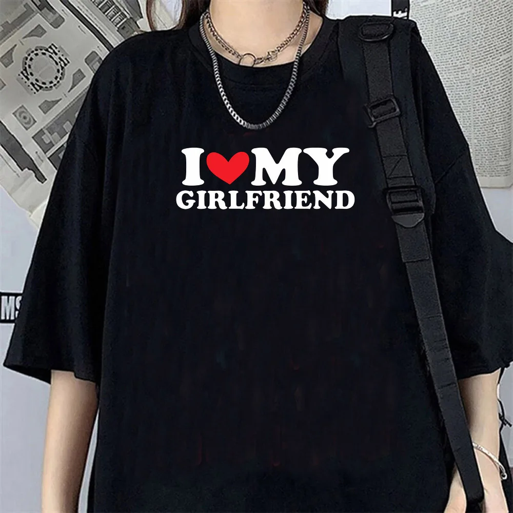 i Love My Boyfriend top tees teen hip hop 80s harajuku  women Retro Punk top tees Breathable Digital Classic 2000s 80s