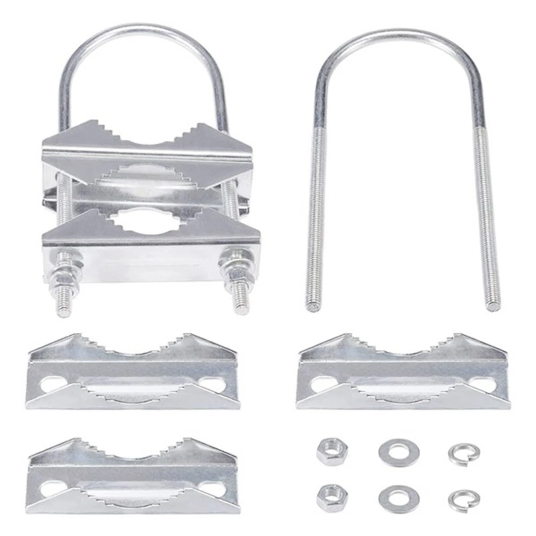 Double Antenna Mast Clamp V-Jaw Bracket U Bolts Pipe Mounting Hardware 3 Sets for Yagi WiFi Antenna, TV Antenna, CB Ham