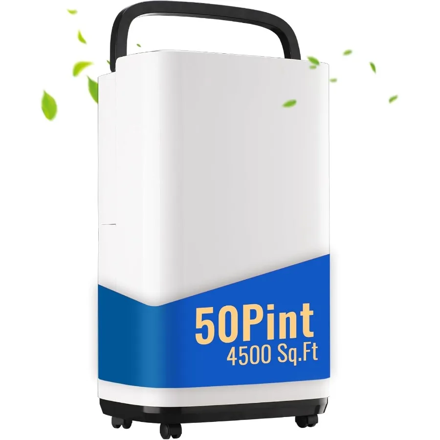 50-питовый портативный осушитель со сливным шлангом для подвалов и больших помещений до 4 500 кв. футов. Автоматический дренаж и ручной дренажный опт
