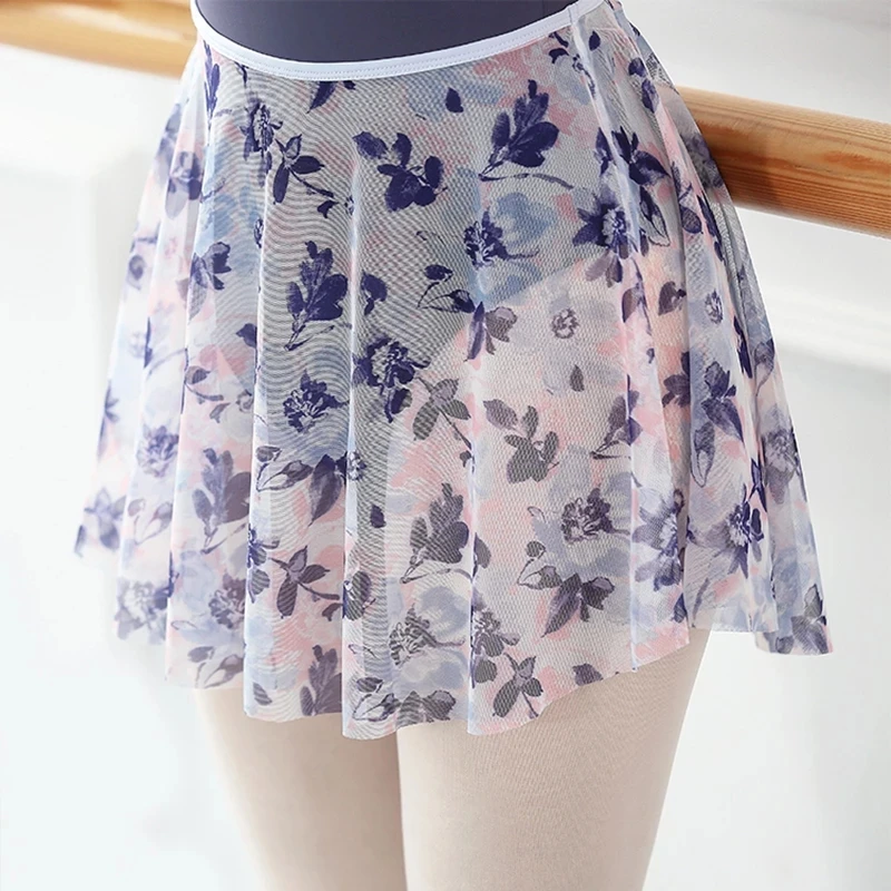 Watercolor Printed Ballet Skirt Dress Adult Female Body Dance Practice Skirts