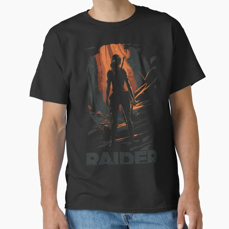 

80s retro video game Tomb Raider Treasure hunter Lara Croft Angel of Darkness T Shirt for men large size tops S-6XL
