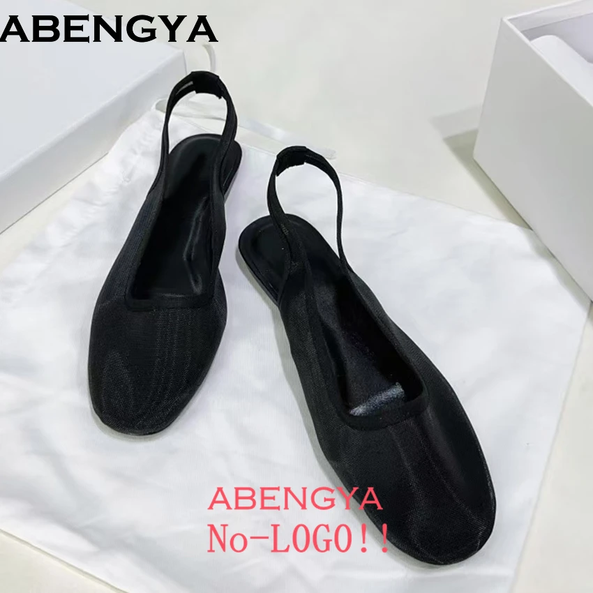 Summer Breathable Mesh Flat Ballet Shoes For Women Loafers Ladies Round Toe Dance Single Slingback Girl's Shoes Sandals