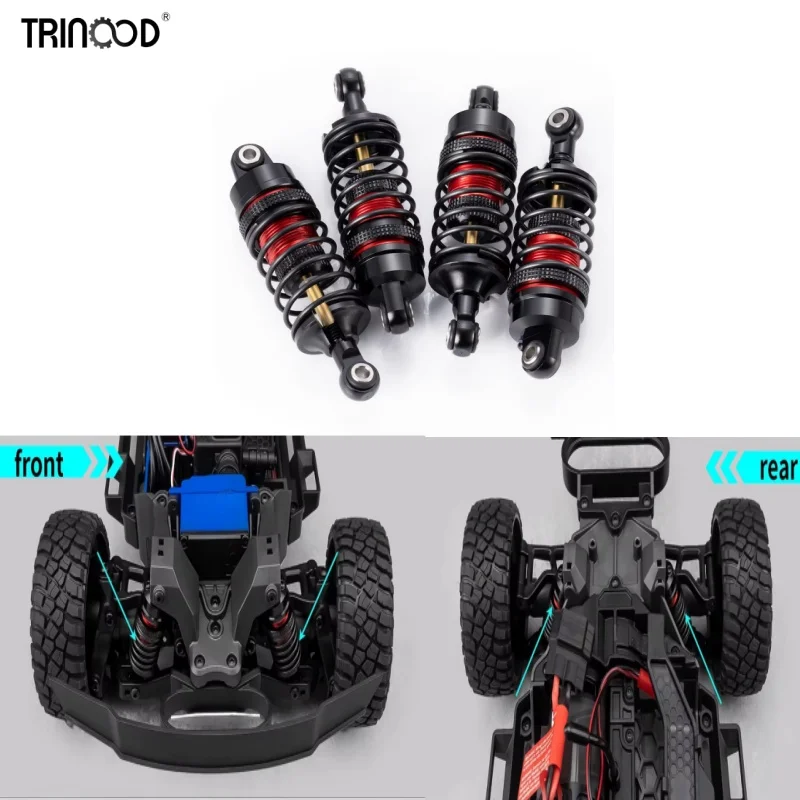 TRINOOD Metal 4Pcs Shock Absorber For 1/16 T-raxxas Mini Slash RC Short Course Truck Front Rear Damper Upgrade Parts