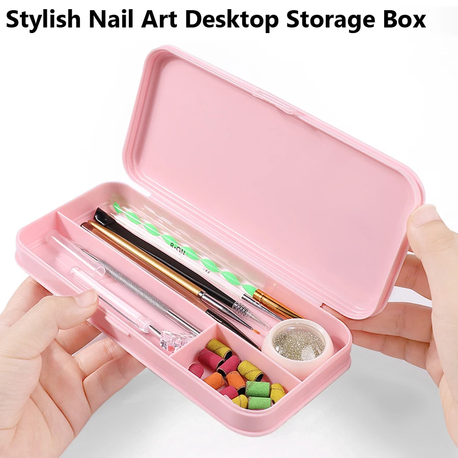 Stylish Desktop Nail Art Tool Organizer Compact Storage Box Case Container for Salon Home Use Clear Organizer