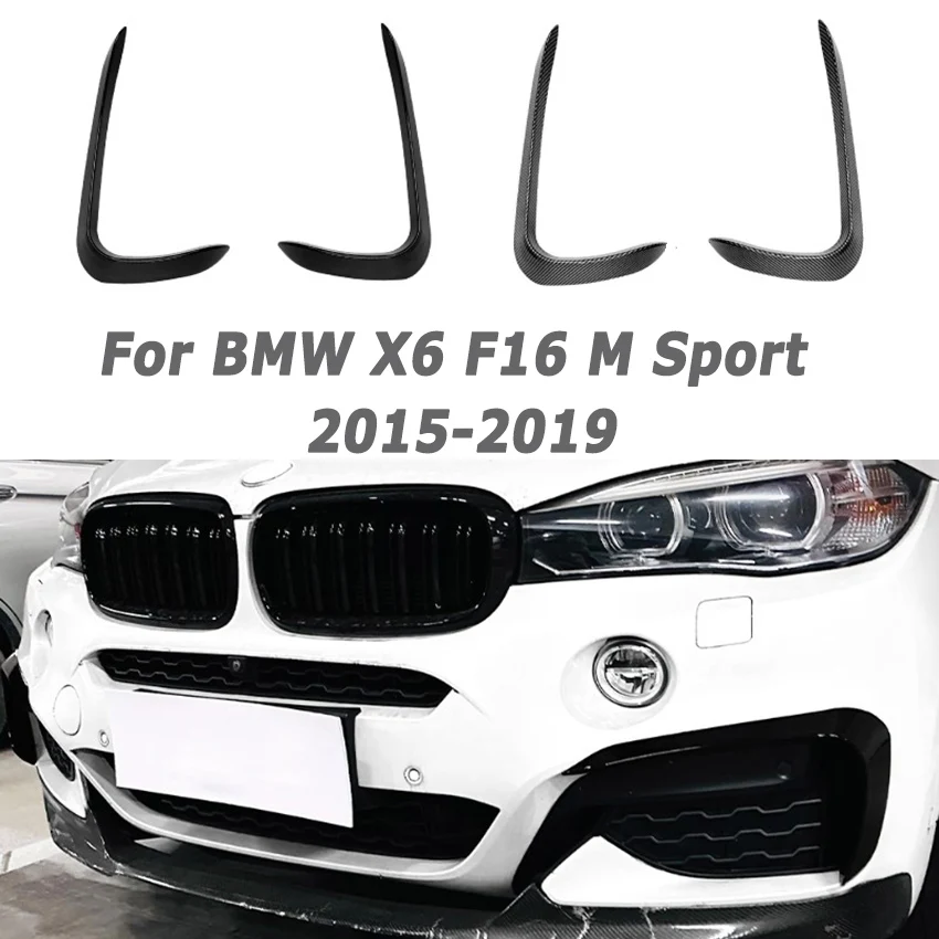 Car Front Wind Knife Front Side Splitter Diffuser Spoiler Air Vent Auto Parts Car Accessories For BMW X6 F16 M Sport 2015-2019