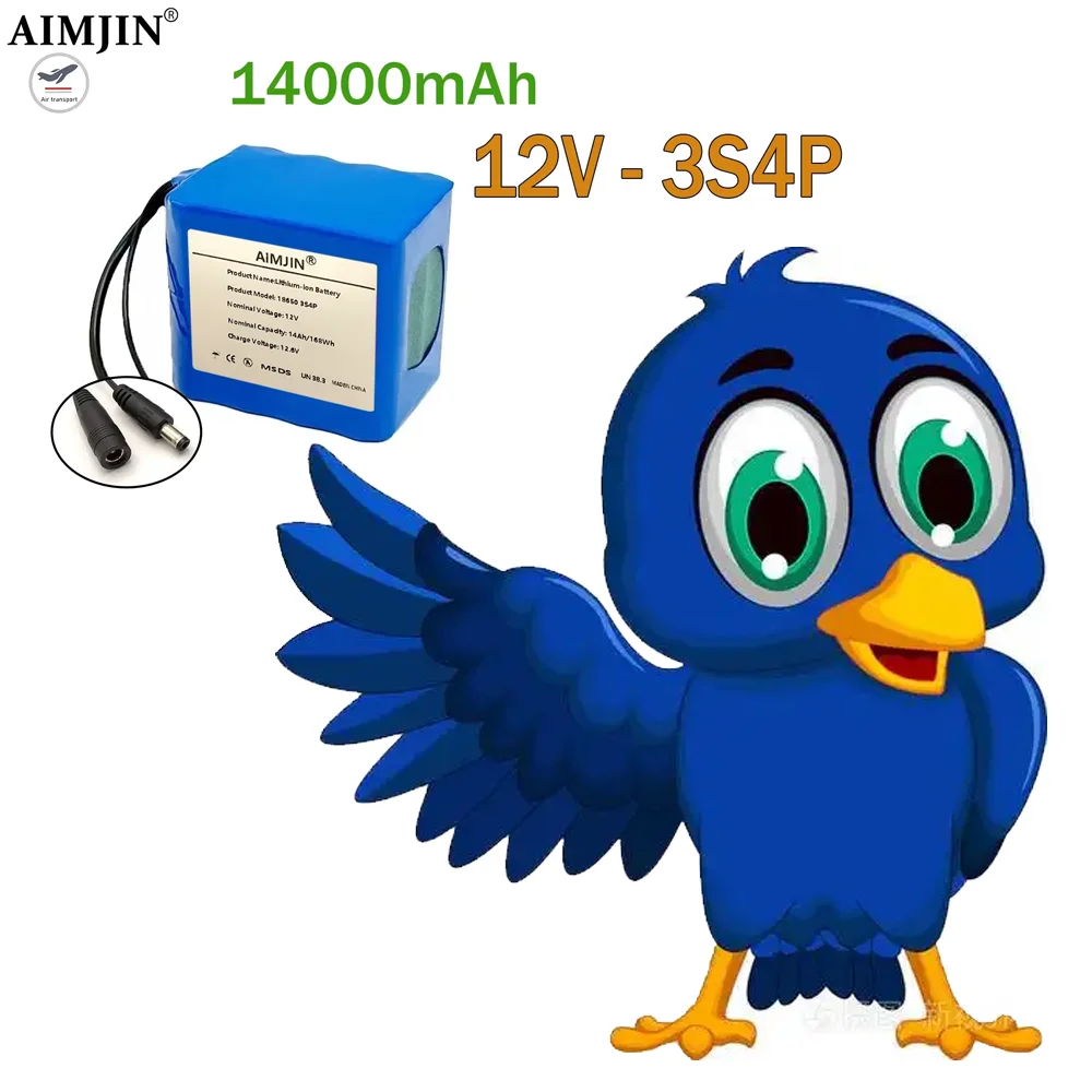 3S3P 12V 14000mAh 18650 Rechargeable Battery 12V with BMS Lithium Battery Protective Panel ,12.6V Charger Electric Scooter