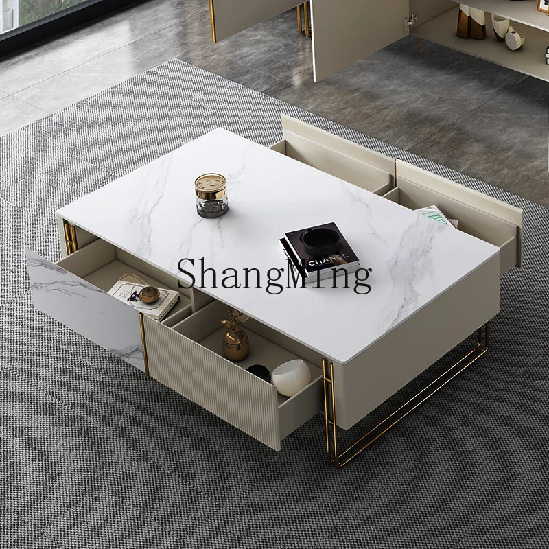 

CL modern simple rock slab coffee table light luxury living room tea table TV cabinet combination home