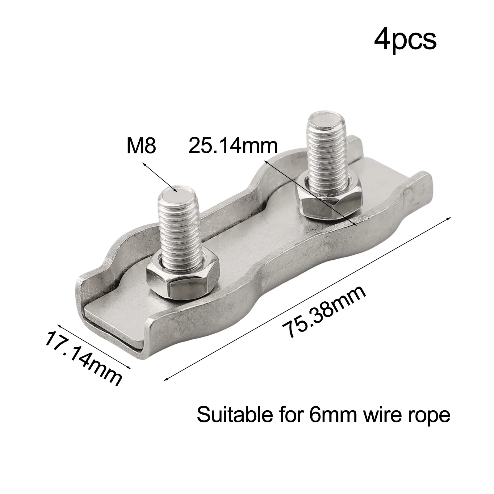 Wire Rope Double Clamp Head Made of 304 Stainless Steel Enhanced Stability for Safety in Workplace Applications