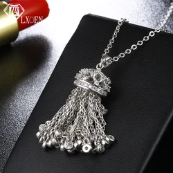 LXOEN Hot Fashion Tassel Long Necklace with Cubic Zirconia Crown Necklaces For Women 2017 Statement Crystal Jewelry collares