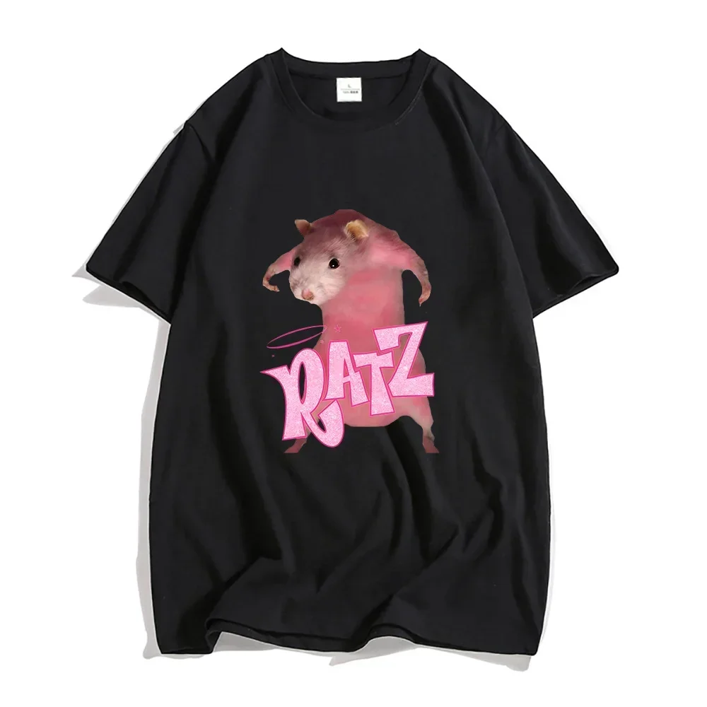 Camiseta holgada de manga corta con estampado de dibujos animados de ratón Ratz para mujer, camiseta con estampado de dibujos animados Harajuku, nuevo patrón