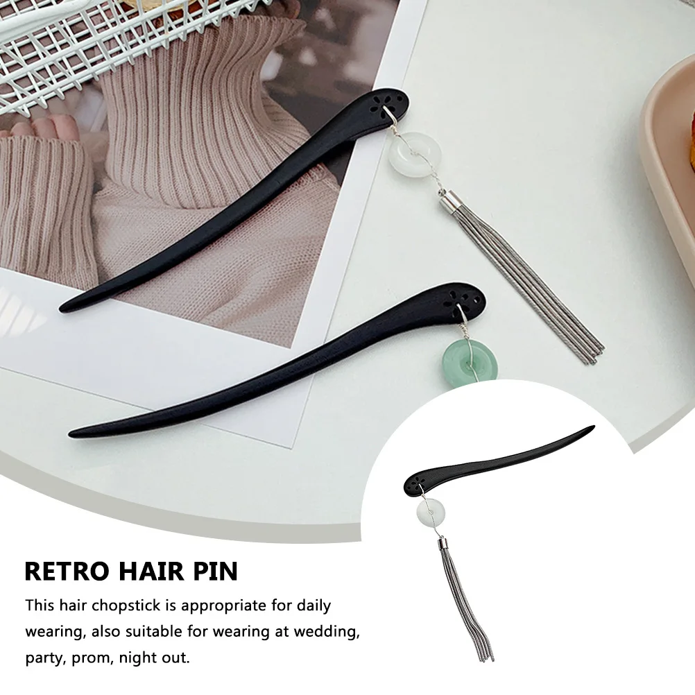 

1Pcs Retro Elegant Hairpin Wooden Hair Stick Synthetic Jade Hair Chopstick for Formal Occasions