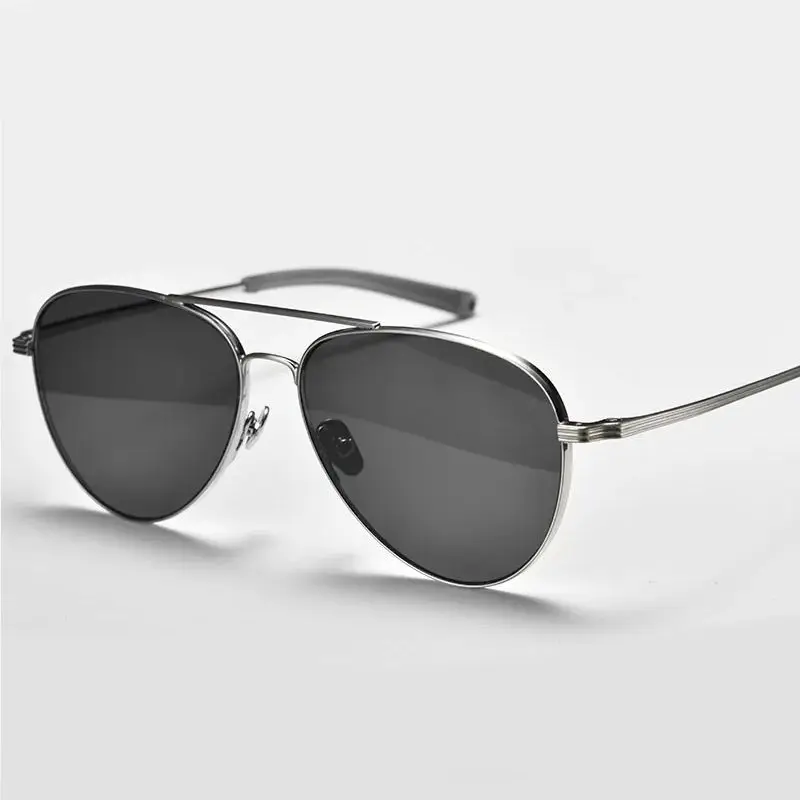 Pilot gepolariseerde zonnebril vissen rijden bijziendheid aangepaste bril heren puur titanium brillen retro ontwerp - afbeelding 2