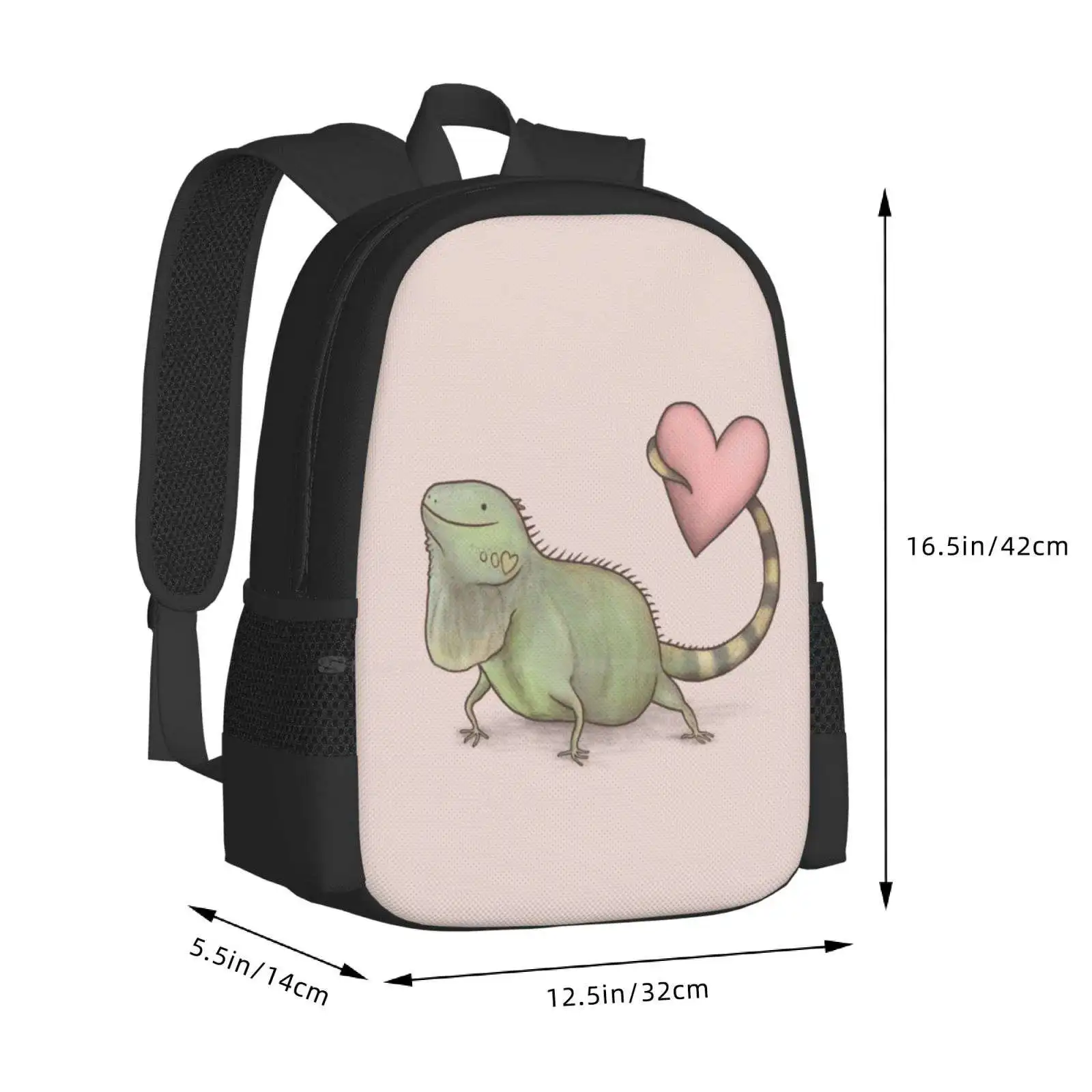 Iguana Love You School Bag zaino di grande capacità Laptop You Heart Cute Valentine rettili Iguanas Kawaii Dragon Bearded Smile