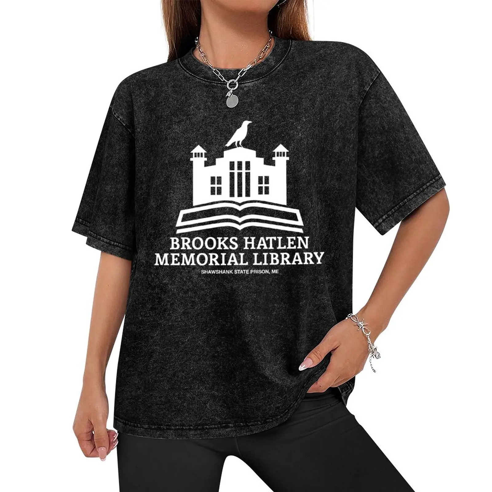 Brooks Hatlen Memorial Library T-Shirt summer clothes shirts graphic tees Aesthetic clothing mens clothes