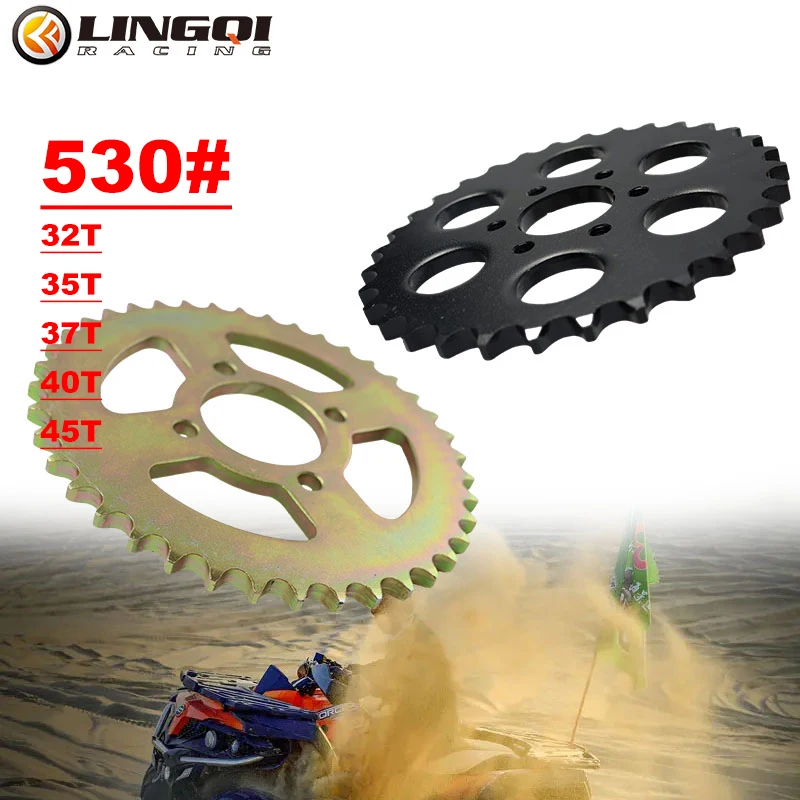 LINGQI RACING 530# 32T-45T 6 Hole 4 Holes Drive Chain Rear Sprocket Gear Wheel For ATV Buggy Go Kart Quad Dirt Bike Off Road