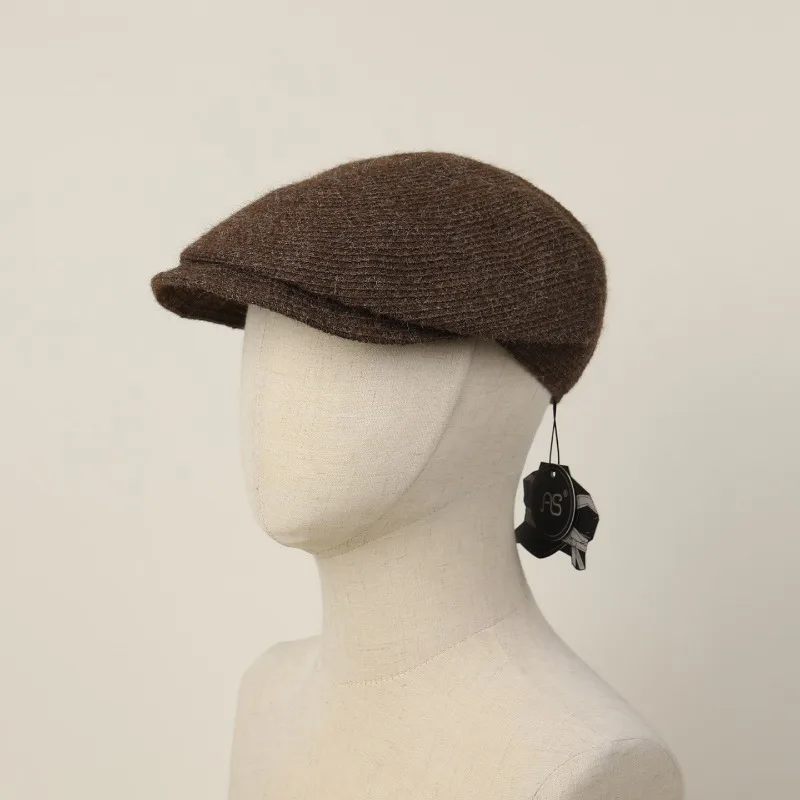 Japanese Autumn and Winter Retro British Peaked Cap Men's and Women's Solid Color Knitted Forward Hat Foldable Warm Painter Caps