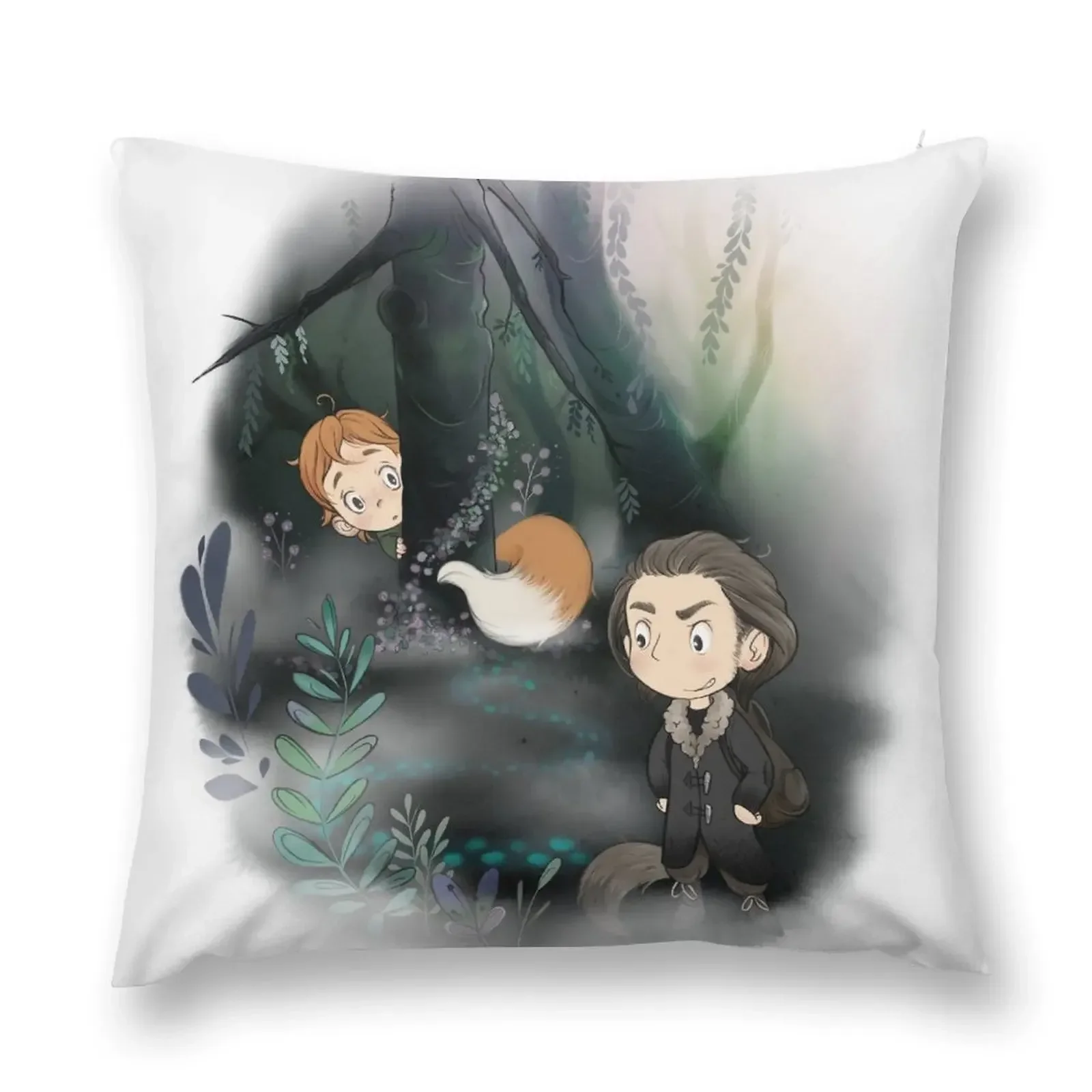 Jona Dreyer - The Singing of the Forest - Stanislav and Grimkjell Throw Pillow Pillows Aesthetic pillow