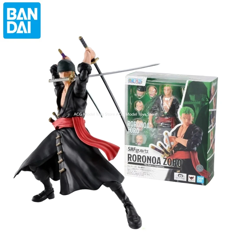 

In Stock Bandai ONE PIECE Anime Figure SHF Roronoa Zoro Action Figure Toys for Boys Girls Kids Gift Collectible Model Gifts