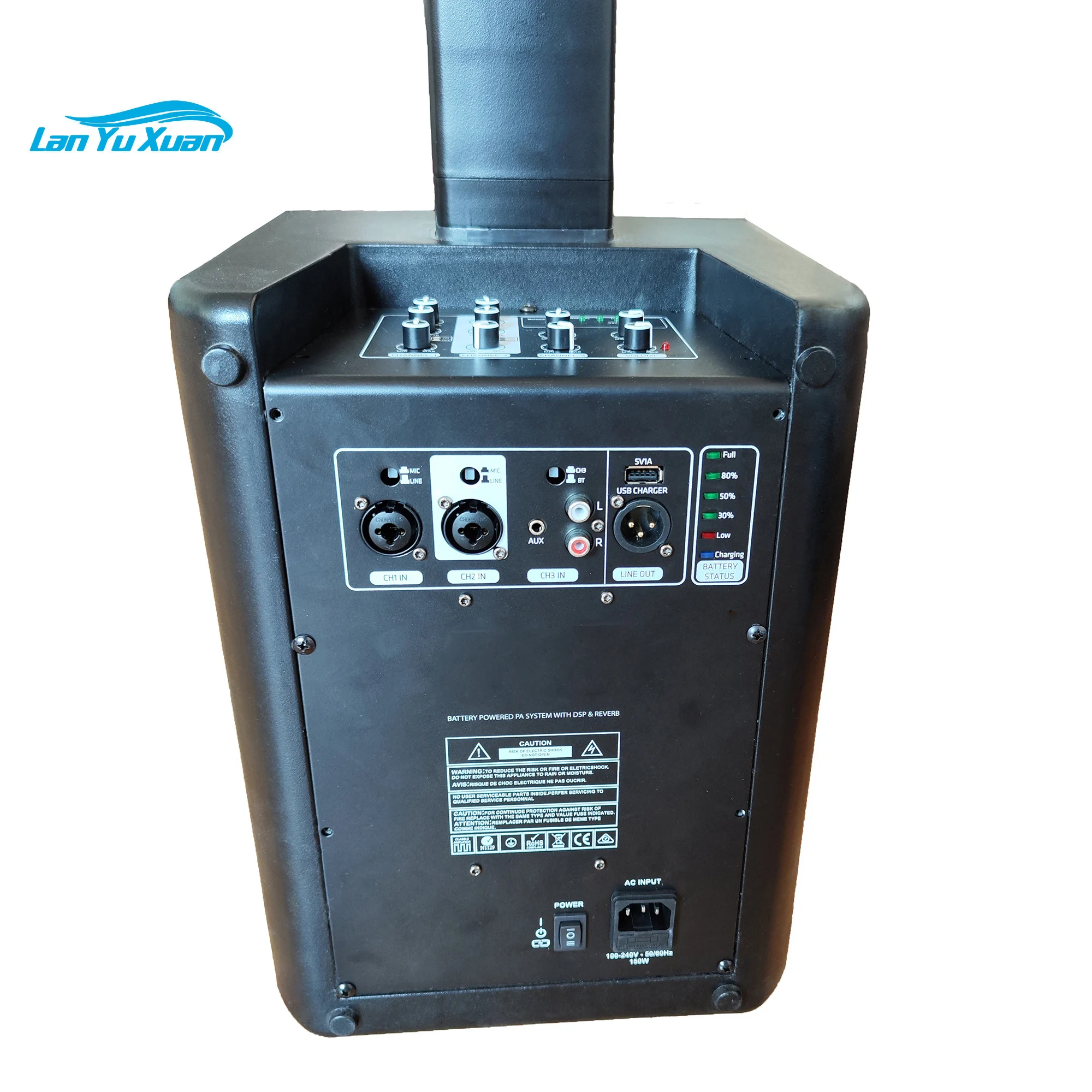 

B08GO-LED15 Unique New Modular Design 200W Class-D Powered Speaker PA System Active Column LED Light Battery Speaker