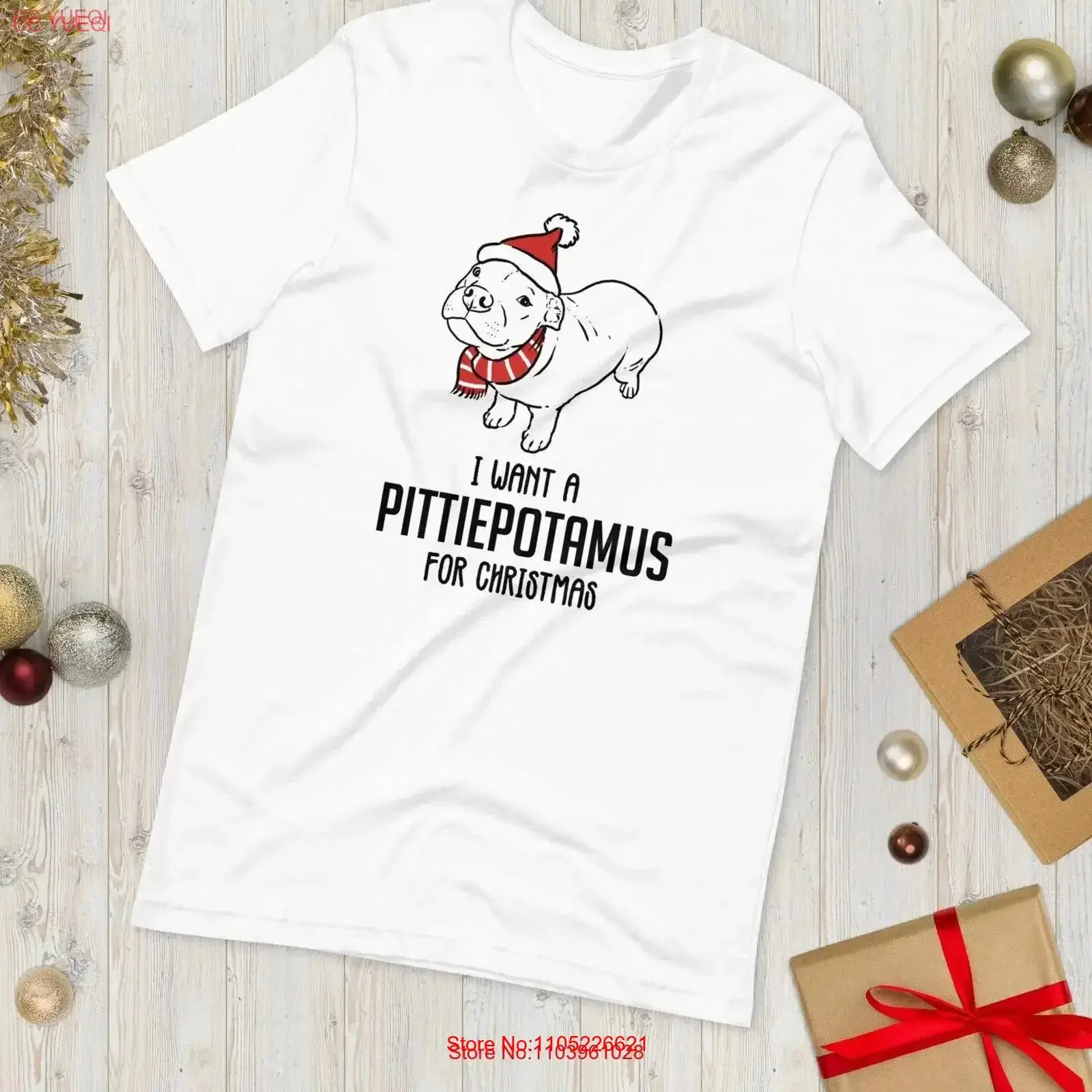 Camiseta Engraçada de Natal Pitbull: Camiseta Vintage Lavada Estilosa e Macia Unissex para Pais de Pitbull com Estampa de Pitbull Sorridente e Fofo