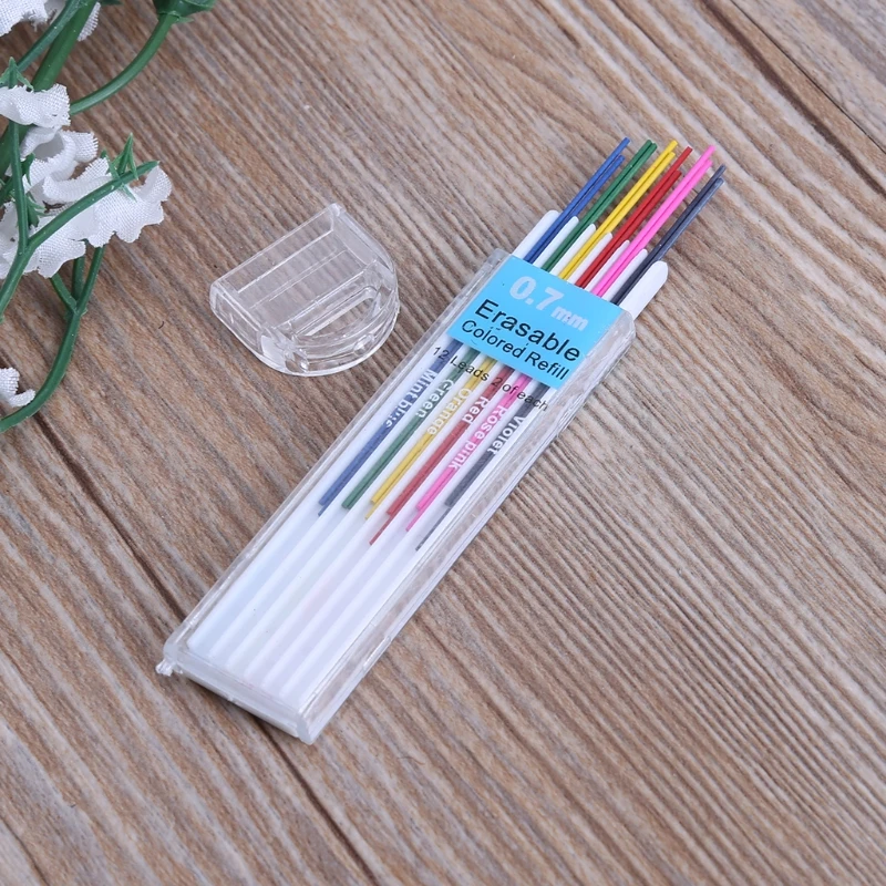 1 Box 0.7mm Colored Mechanical Pencil Refill Lead Erasable Student Stationary