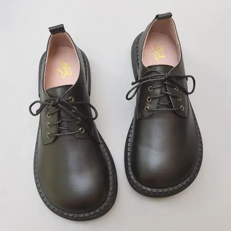 genuine leather men\'s wide toe cow leather shoes lace-up women\'s plus size 43 business casual cowhide long noses single shoes