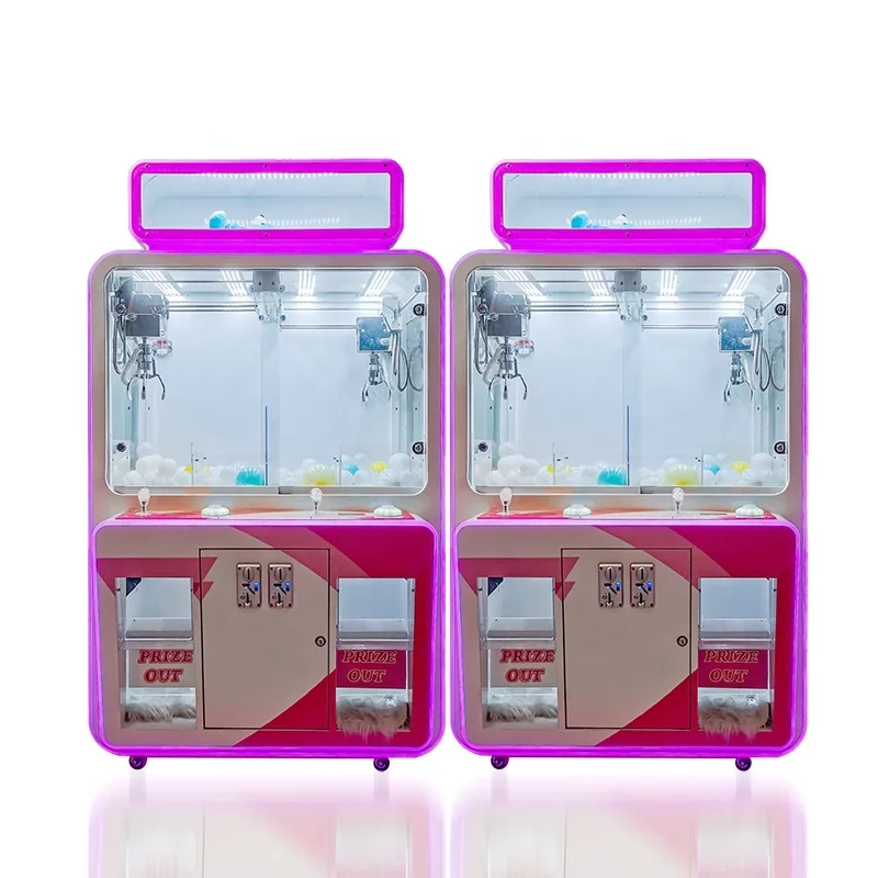 Klauen automat 2 Spieler UFO Catcher Pink angepasst zwei Krallen Arcade Spielzeug Kran Spiel Krallen maschine