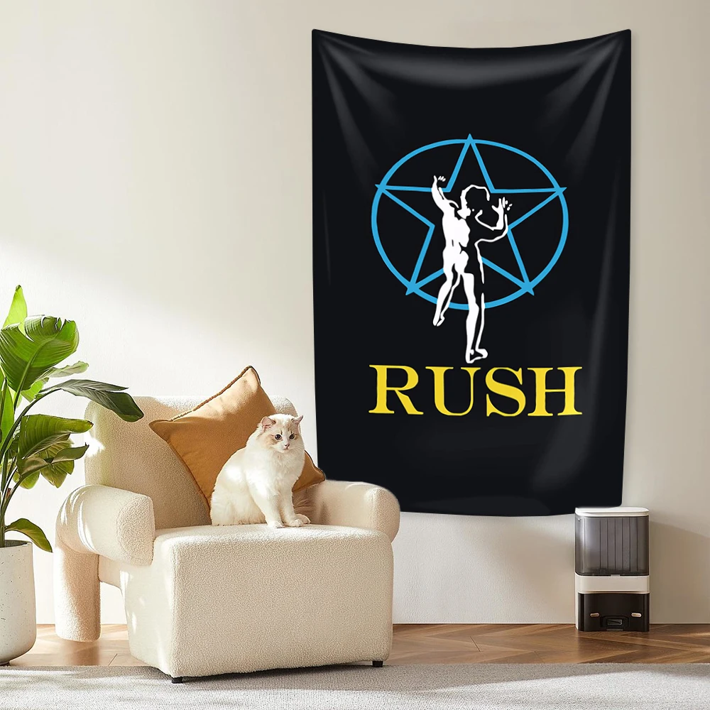 Rock And Roll Music Tapestry Rush Band Home Decor Aesthetics Wall Hanging Dormitory Concert Background Cloth Birthday Gift