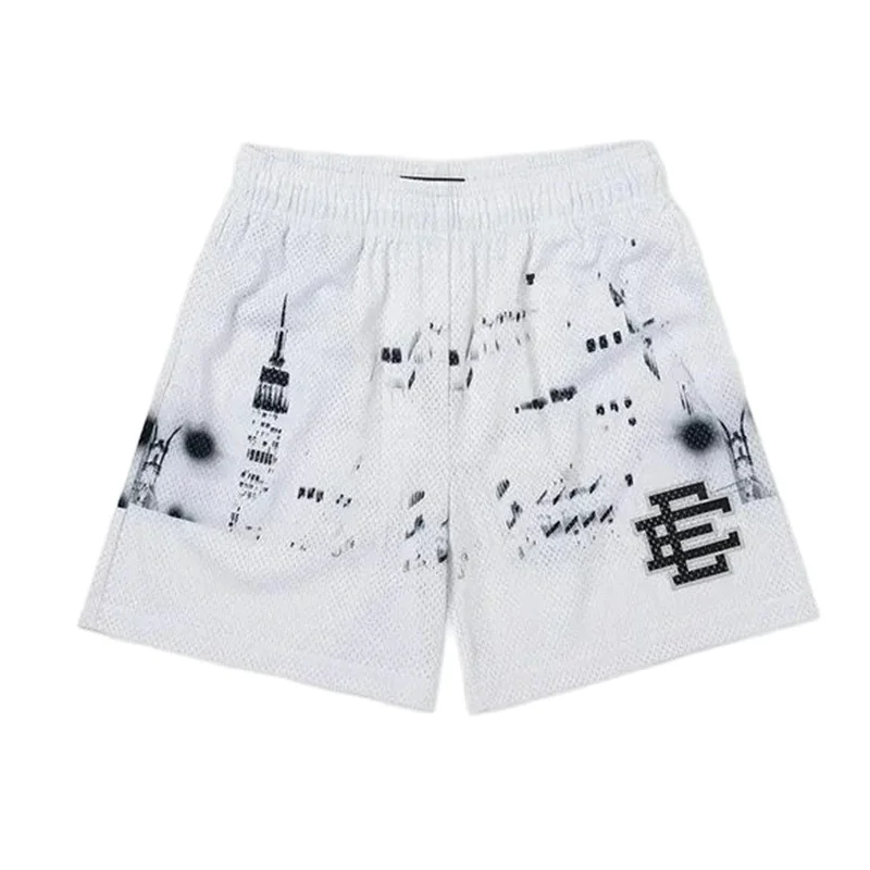 2024 New Summer Eric Emanuel EE Basic Mesh Short Classic Floral Printed Gym Shorts Men's Gym Basketball Sports Casual Shorts