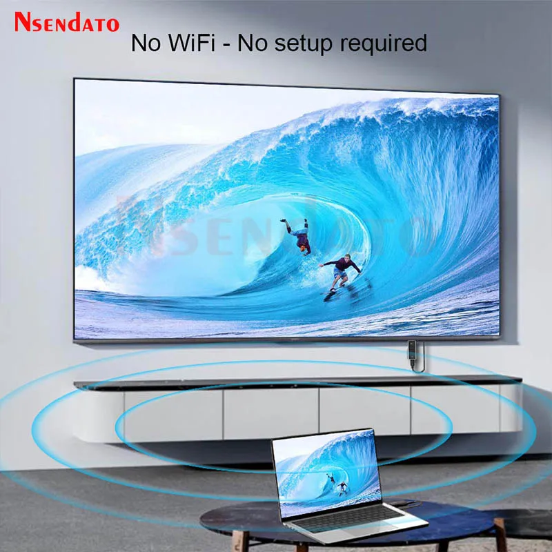Penerima Pemancar Video Extender Kompatibel dengan HDMI Nirkabel 100M 1TX Ke 2RX Adaptor Dongle Stik TV Tampilan Wifi untuk PC TV