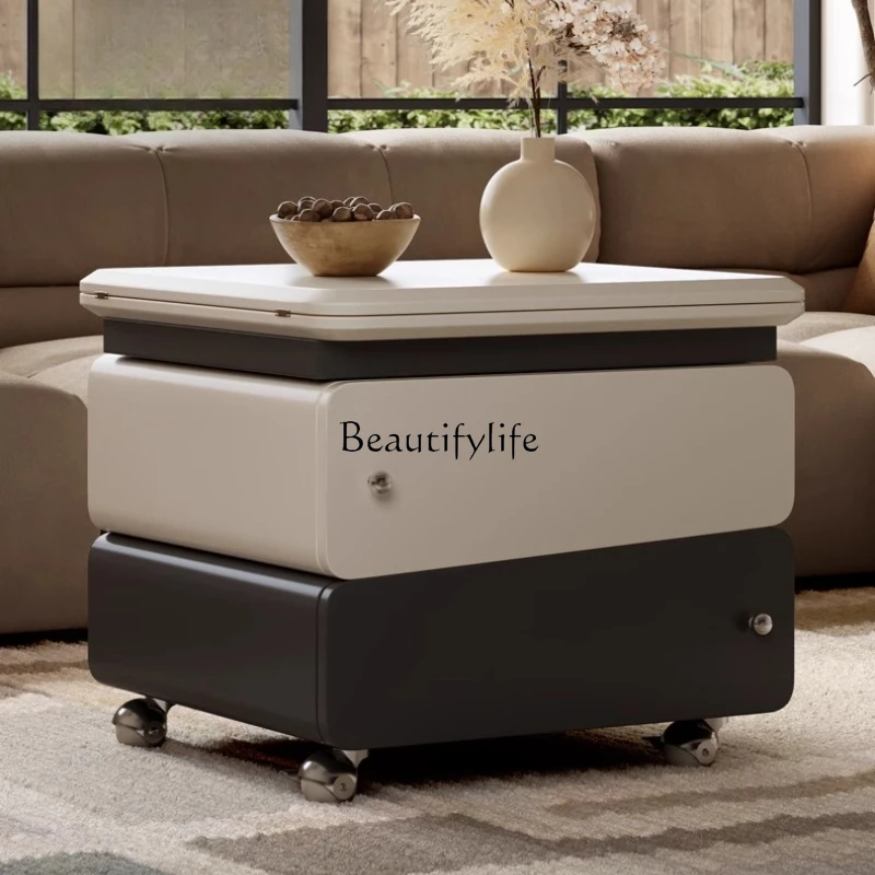 

Italian minimalist movable coffee table, creative lifting, folding and rotating multi-functional integration